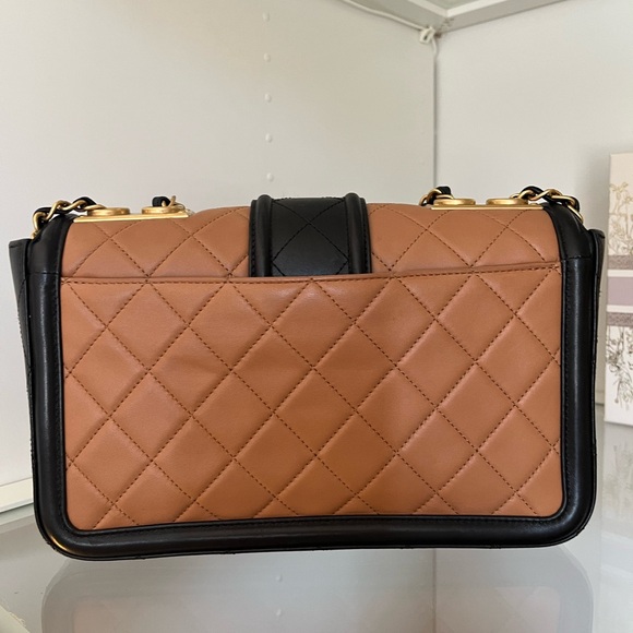 Authentic Chanel Lambskin Quilted Medium Elegant CC Flap Brown Black - Picture 5 of 9